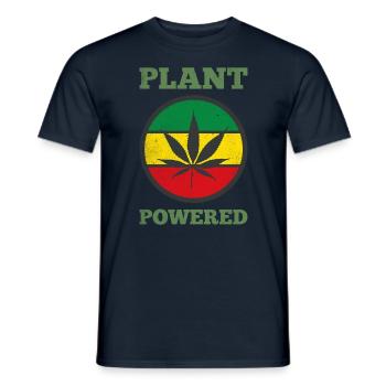 PLANT POWERED Hemp/Cannabis Leaf Vegan/Vegetarian - Men's T-Shirt - navy - Front - AI Model Male 178 light (178cm)