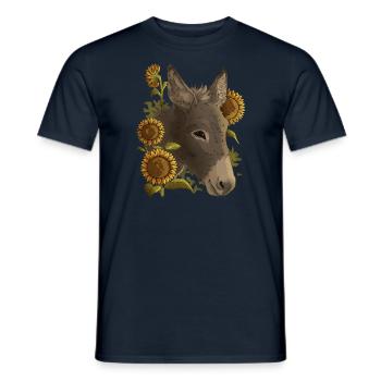 Lustiger Esel, Sonnenblumen, Esel Freunde - Männer T-Shirt - Navy - Vorne - AI Model Male 178 light (178cm)