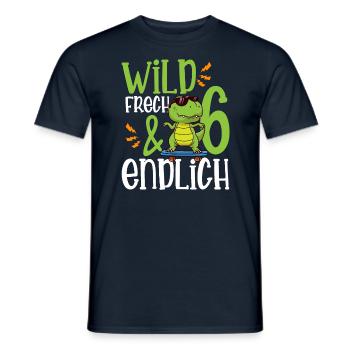 Wild Frech & endlich 6 sechster Geburtstag - Männer T-Shirt - Navy - Vorne - AI Model Male 178 light (178cm)