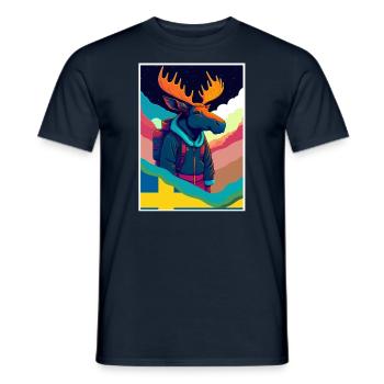 Moose, Hiking, Scandinavia Travel Holidays Sweden - Men's T-Shirt - navy - Front - AI Model Male 178 light (178cm)
