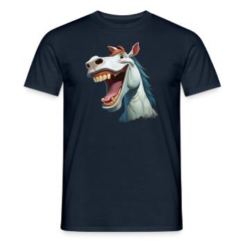 Humor, Reiter Reiterin, Pferde , lachendes Pferd - Männer T-Shirt - Navy - Vorne - AI Model Male 178 light (178cm)