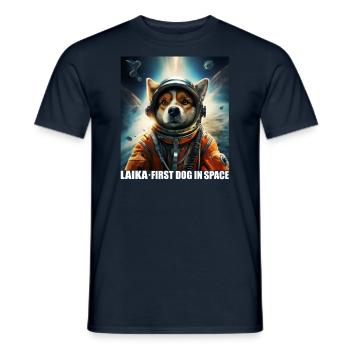 Hund im Weltraum LAIKA Raumfahrt Astronaut - Männer T-Shirt - Navy - Vorne - AI Model Male 178 light (178cm)