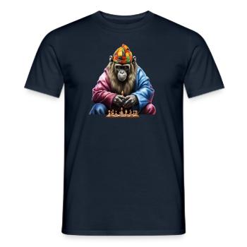 Chimpanzé jouant à l’art des échecs, échecs de singe - T-shirt homme - marine - Devant - AI Model Male 178 light (178cm)