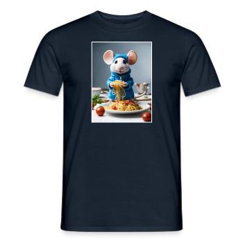 Kitchen Cooking Noodles, Funny Spaghetti Mouse - Men's T-Shirt - navy - Front - AI Model Male 178 light (178cm)