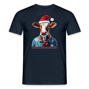 lustige Kuh, Ugly Christmas Xmas Weihnachten - Männer T-Shirt - Navy - Vorne - AI Model Male 178 light (178cm)