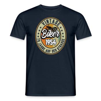 70 Geburtstag 1954 Motorradfahrer Motorrad - Männer T-Shirt - Navy - Vorne - AI Model Male 178 light (178cm)