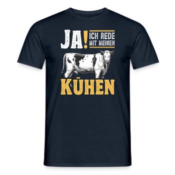 Landwirt Milchbauer Kuhbauer Rede mit Kühen - Männer T-Shirt - Navy - Vorne - AI Model Male 178 light (178cm)