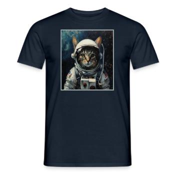 Cat, Space Travel, Rocket, Astronaut, Space - Men's T-Shirt - navy - Front - AI Model Male 178 light (178cm)