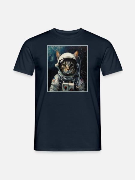 Katze Raumfahrt, Rakete Astronaut Weltraum - Männer T-Shirt - Navy