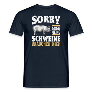 Landwirt Schwein Schweinebauer Spruch - Männer T-Shirt - Navy - Vorne - AI Model Male 178 light (178cm)