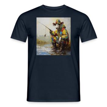 Funny Fishing Fishing Fishing Fisherman Angler Cow - Men's T-Shirt - navy - Front - AI Model Male 178 light (178cm)