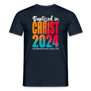 Baptisés en Christ 2024 - L’amour de Dieu - T-shirt homme - marine - Devant - AI Model Male 178 light (178cm)