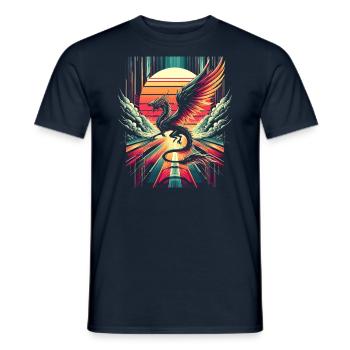 Epischer Drachen Retro Vintage - Männer T-Shirt - Navy - Vorne - AI Model Male 178 light (178cm)