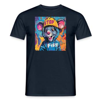 Firefighter, Mouse, Rat, Firefighter, Firefighter - Men's T-Shirt - navy - Front - AI Model Male 178 light (178cm)