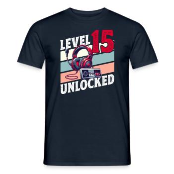 15TH BIRTHDAY BOY RETRO GAMER GAMING LEVEL - Men's T-Shirt - navy - Front - AI Model Male 178 light (178cm)