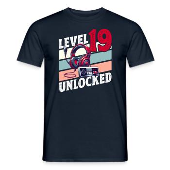 19TH BIRTHDAY BOY RETRO GAMER GAMING LEVEL - Men's T-Shirt - navy - Front - AI Model Male 178 light (178cm)