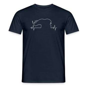 Battement de cœur Rhinocéros Rhinos Silhouette Afrique - T-shirt homme - marine - Devant - AI Model Male 178 light (178cm)