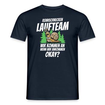 Racing Snail Running Team We arrive when we - Men's T-Shirt - navy - Front - AI Model Male 178 light (178cm)