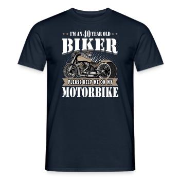 40th Biker Birthday Gifts Vintage Motorcycle - Men's T-Shirt - navy - Front - AI Model Male 178 light (178cm)