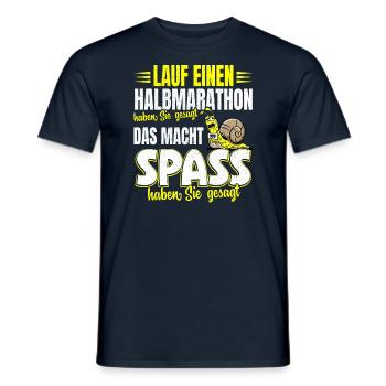 Laufen Joggen Laufshirt Herren Damen Halbmarathon - Männer T-Shirt - Navy - Vorne - AI Model Male 178 light (178cm)