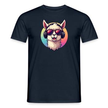 Lama Alpaga DJ Lunettes de soleil Casque Pop Art - T-shirt homme - marine - Devant - AI Model Male 178 light (178cm)