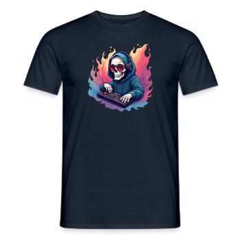 Crâne de DJ avec lunettes de soleil et casque en pop - T-shirt homme - marine - Devant - AI Model Male 178 light (178cm)
