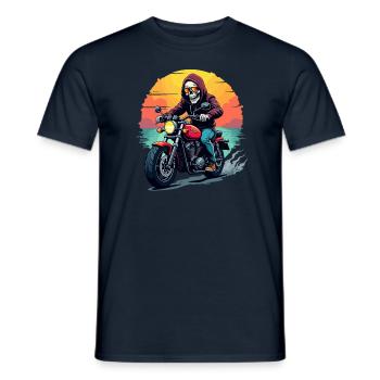 Lunettes de soleil et casques de moto squelette en pop - T-shirt homme - marine - Devant - AI Model Male 178 light (178cm)