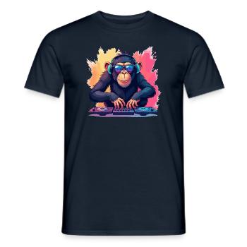 DJ Monkey Design Casques Lunettes de soleil Musique Fête - T-shirt homme - marine - Devant - AI Model Male 178 light (178cm)