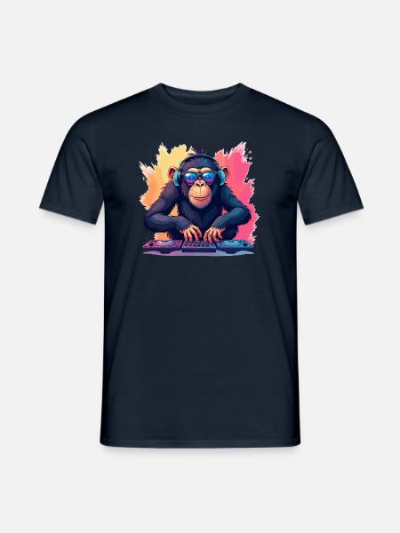 DJ Affe Design Kopfhörer Sonnenbrille Musik Party - Männer T-Shirt - Navy