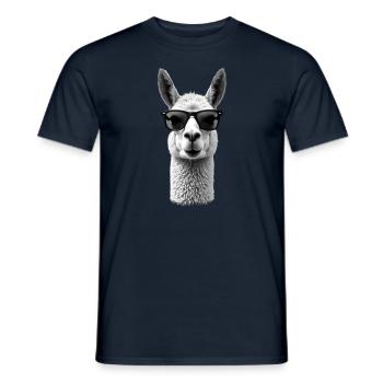 Alpaka Sonnenbrille Tier Motiv Kunst Alpaka - Männer T-Shirt - Navy - Vorne - AI Model Male 178 light (178cm)