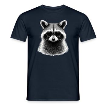 Raccoon with Sunglasses Animal Motif Art - Men's T-Shirt - navy - Front - AI Model Male 178 light (178cm)