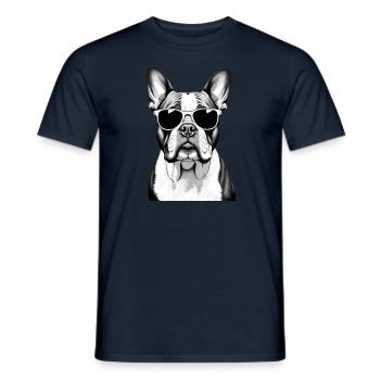 Bouledogue avec lunettes de soleil Motif animalier Art - T-shirt homme - marine - Devant - AI Model Male 178 light (178cm)