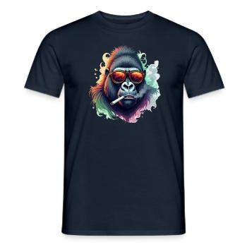 Gorilla mit Sonnenbrille Tier Motiv Kunst Hasen - Männer T-Shirt - Navy - Vorne - AI Model Male 178 light (178cm)