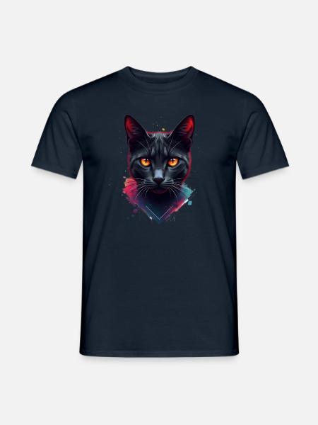 Katzen Kunst Tier Wasserfarben Motiv Katze - Männer T-Shirt - Navy