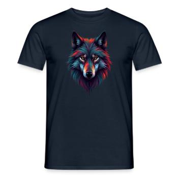 Wolf Kunst in Bunt Tier Motiv Kunst Wolf - Männer T-Shirt - Navy - Vorne - AI Model Male 178 light (178cm)