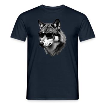 Lunettes de soleil loup motif animal avec imprimé loup - T-shirt homme - marine - Devant - AI Model Male 178 light (178cm)