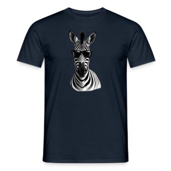 Zebra Sunglasses Animal Motif Zebra Black White - Men's T-Shirt - navy - Front - AI Model Male 178 light (178cm)