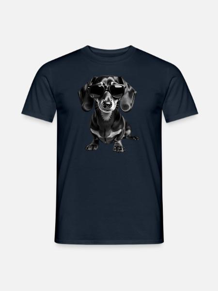 Dackel Sonnenbrille Tier Motiv Dackelhalter Dackel - Männer T-Shirt - Navy
