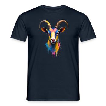 Chèvre Coloré Art Oeuvre Motif Animal Chèvres - T-shirt homme - marine - Devant - AI Model Male 178 light (178cm)