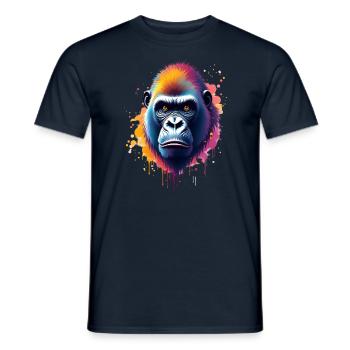 Gorilla Bunte Kunst Kunstwerk Tier Motiv Gorilla - Männer T-Shirt - Navy - Vorne - AI Model Male 178 light (178cm)