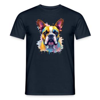 Bouledogue coloré Art Oeuvre Motif Animal - T-shirt homme - marine - Devant - AI Model Male 178 light (178cm)