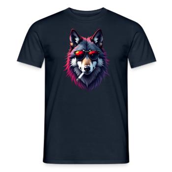 Loup avec des lunettes de soleil motif animal loup fumant - T-shirt homme - marine - Devant - AI Model Male 178 light (178cm)