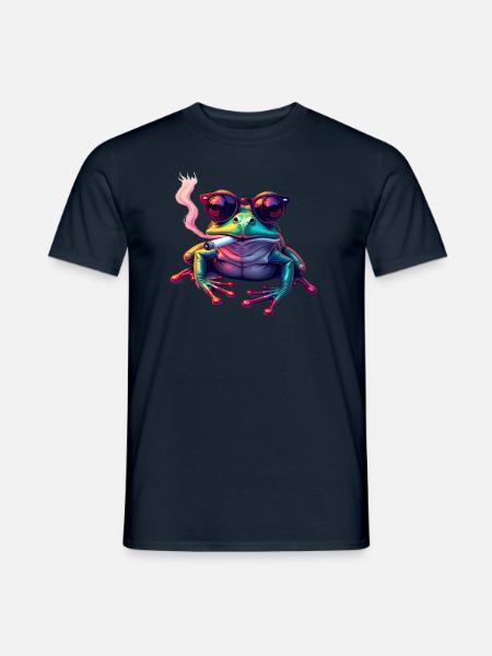 Frosch mit Sonnenbrille Tier Motiv rauchenden - Männer T-Shirt - Navy