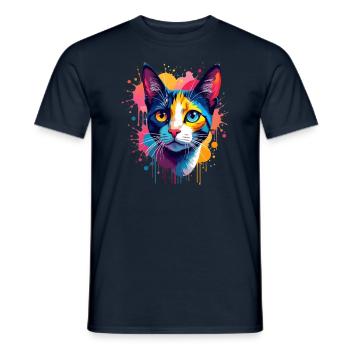 Cat Colorful Art Artwork Cat Owner Animal - Men's T-Shirt - navy - Front - AI Model Male 178 light (178cm)