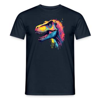 T-Rex Coloré Art Oeuvre Motif Animal Dinosaure - T-shirt homme - marine - Devant - AI Model Male 178 light (178cm)