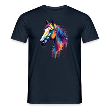 Pferd Bunte Kunst Kunstwerk Tier Motiv Pferde - Männer T-Shirt - Navy - Vorne - AI Model Male 178 light (178cm)