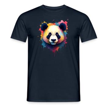 Panda Bunte Kunst Kunstwerk Tier Motiv Panda - Männer T-Shirt - Navy - Vorne - AI Model Male 178 light (178cm)