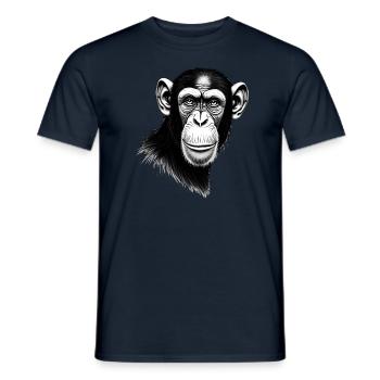 Chimpanzee Black White Outfit Animal Motif Art - Men's T-Shirt - navy - Front - AI Model Male 178 light (178cm)