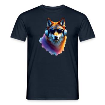 Wolf Kunst Kunstwerk Wasserfarbe Wald Wolf - Männer T-Shirt - Navy - Vorne - AI Model Male 178 light (178cm)