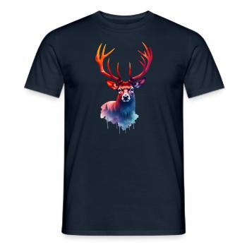 Cerf Art Oeuvre Aquarelle Woodland Deer - T-shirt homme - marine - Devant - AI Model Male 178 light (178cm)